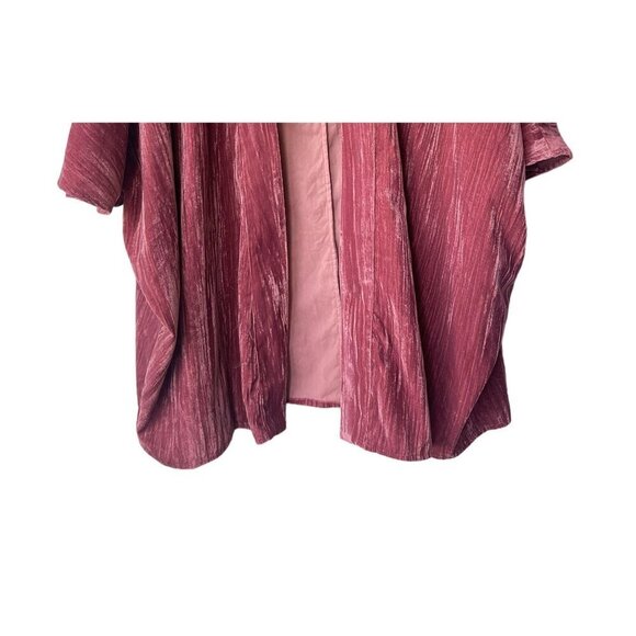 A New Day Open Cardigan Crushed Velvet One Size Boho Kimono Burgundy Pink - Picture 5 of 10